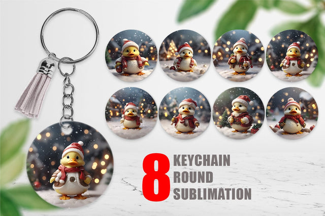 Keychain Duck Christmas Sublimation artnoy 