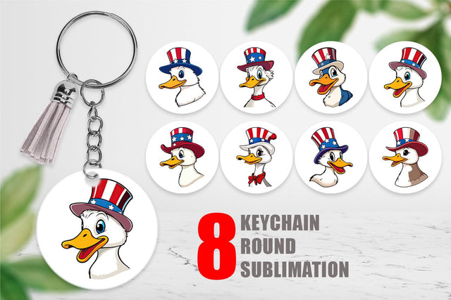Keychain Duck Patriotic Sublimation artnoy 