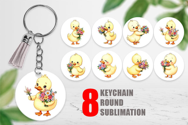 Keychain Duck Spring Bouquet Sublimation artnoy 