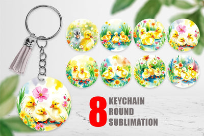 Keychain Ducklings in Spring Sublimation artnoy 