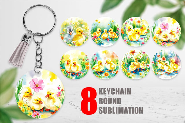 Keychain Ducklings in Spring Sublimation artnoy 