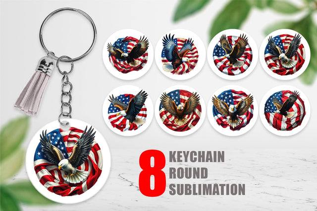 Keychain Eagle 4th of July Sublimation artnoy 