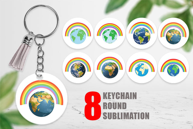 Keychain Earth with a Rainbow Sublimation artnoy 