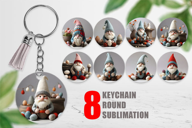Keychain Easter Gnome Embroidery Sublimation artnoy 