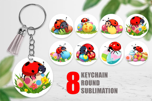Keychain Easter Ladybug Sublimation artnoy 