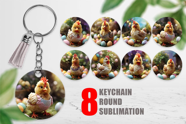 Keychain Easter Mother Chicken Sublimation artnoy 