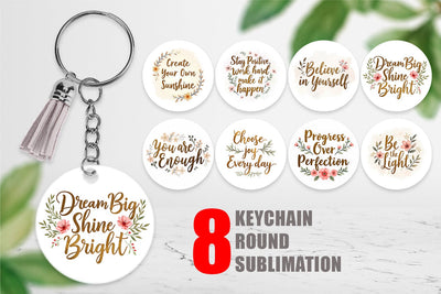 Keychain Elegant Gold Motivational Quotes Sublimation artnoy 