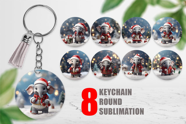 Keychain Elephant Christmas Sublimation artnoy 