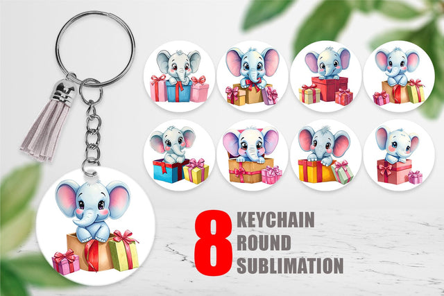 Keychain Elephant Gift Sublimation artnoy 