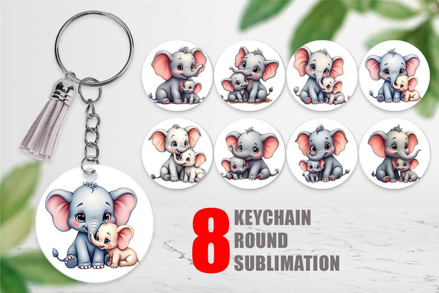 Keychain Elephant Mother's Day Sublimation artnoy 