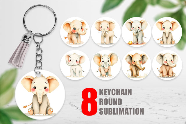 Keychain Elephant Wildlife Sublimation artnoy 