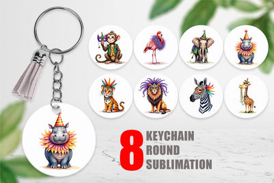 Keychain Enchanted Forest Masquerade Animal Sublimation artnoy 