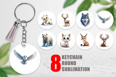Keychain Enchanted Winter Forest & Arctic Friends Sublimation artnoy 