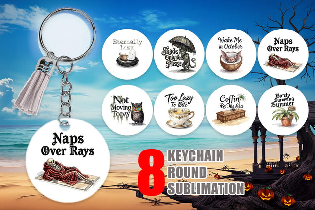 Keychain Eternally Lazy Goth Summer Quote Sublimation artnoy 