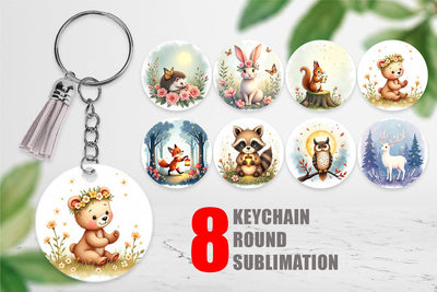 Keychain Ethereal Forest Creatures Sublimation artnoy 