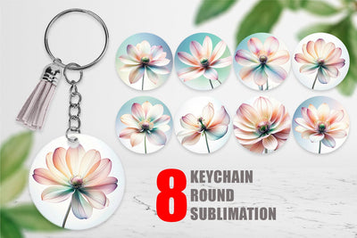 Keychain Ethereal Pastel Flower Sublimation artnoy 