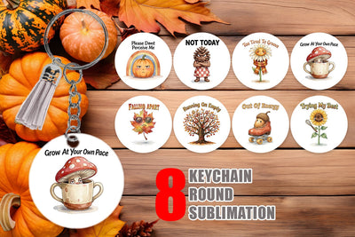 Keychain Exhausted Autumn Groovy Sublimation artnoy 