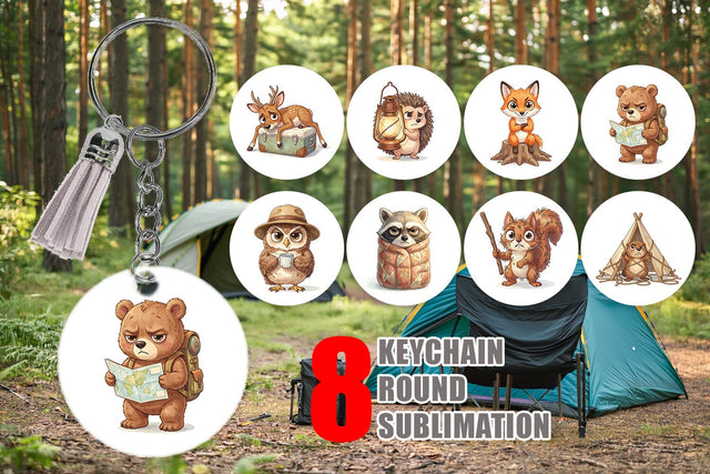 Keychain Exhausted Hiker Animal Watercolor SVG artnoy 