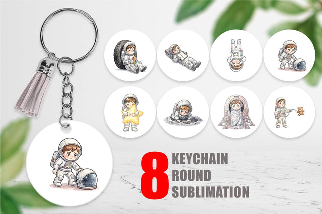 Keychain Exhausted Kid Astronaut Space Burnout Sublimation artnoy 