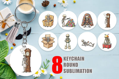 Keychain Exhausted Lazy Dad Bone Watercolor Sublimation artnoy 