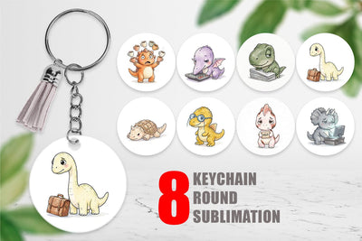 Keychain Exhausted Office Dinosaur Sublimation artnoy 