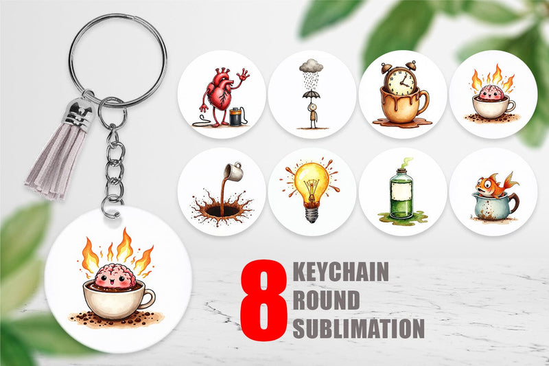 Keychain Existential Espresso Abstract Tooncore Sublimation artnoy 