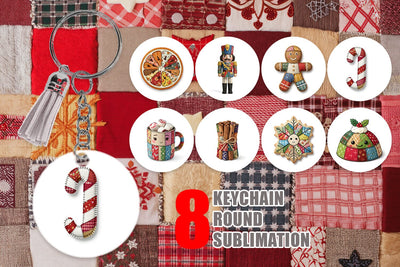 Keychain Fabric Christmas Treat Patchwork Sublimation artnoy 