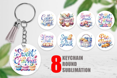 Keychain Fall Bakery & Coffee Quotes Sublimation artnoy 