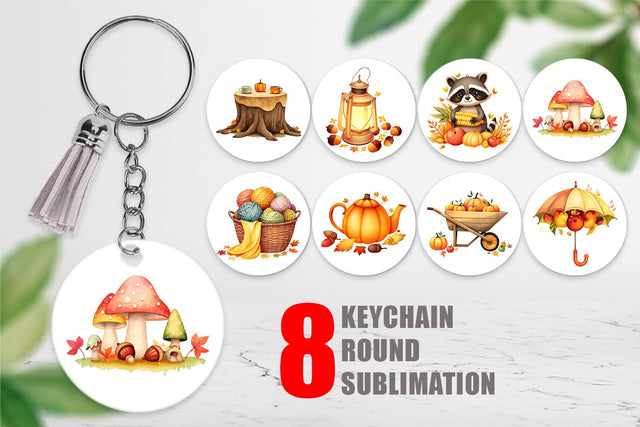 Keychain Fall Watercolor Set Sublimation artnoy 