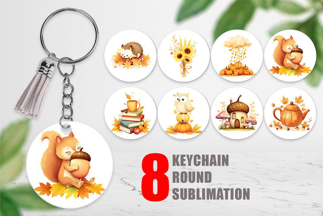 Keychain Fall Watercolor Set Sublimation artnoy 