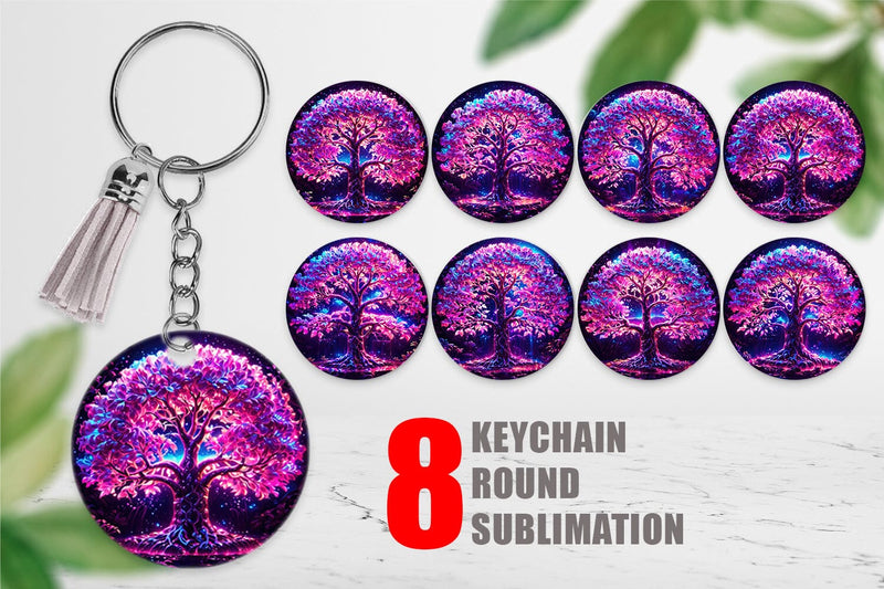 Keychain Fantastic Pink Tree Life Sublimation artnoy 