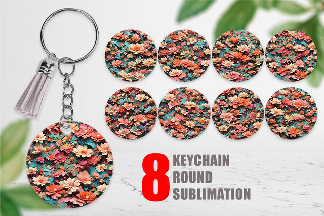 Keychain Fantasy Flower Background Sublimation artnoy 
