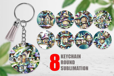 Keychain Fantasy House Pattern Sublimation artnoy 