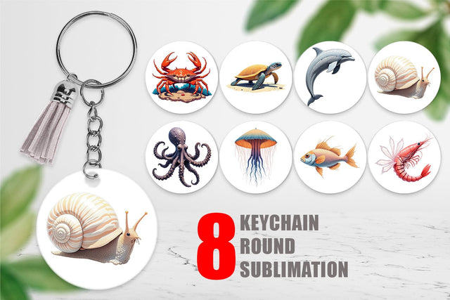 Keychain Fantasy Sea Creatures Sublimation artnoy 