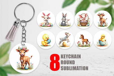 Keychain Farmhouse Baby Animals Sublimation artnoy 