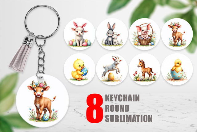 Keychain Farmhouse Baby Animals Sublimation artnoy 