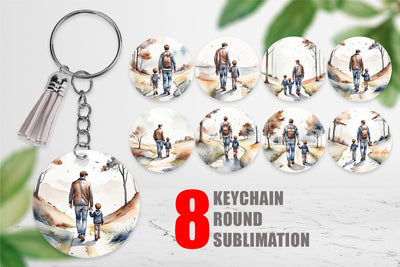 Keychain Father Day Watercolor Sublimation artnoy 