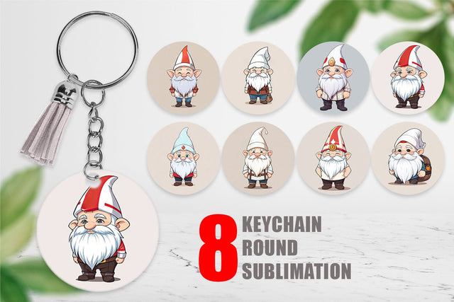 Keychain Father's Day Gnome Sublimation artnoy 