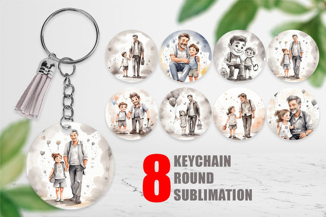 Keychain Father's Day Watercolor Sublimation artnoy 