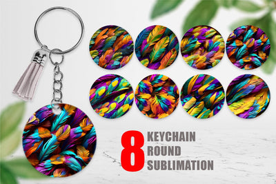 Keychain Feathers Mardi Gras Sublimation artnoy 