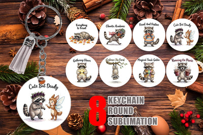 Keychain Feral Raccoon Chaotic Whimsigoth Sublimation artnoy 
