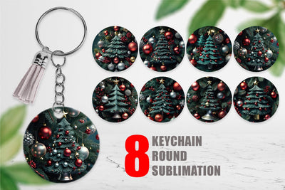 Keychain Festive Christmas Tree Sublimation artnoy 
