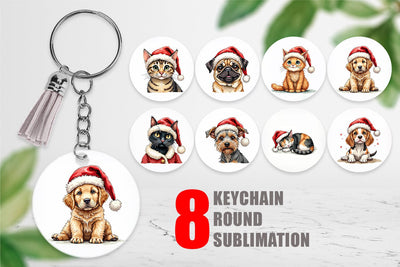 Keychain Festive Furry Friends Sublimation artnoy 