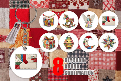 Keychain Festive Handcrafted Patchwork Sublimation artnoy 