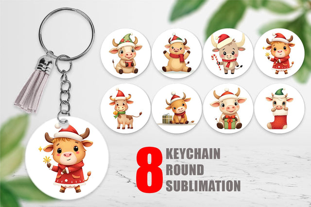 Keychain Festive Highland Calf Sublimation artnoy 