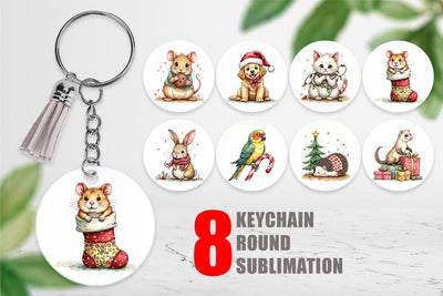 Keychain Festive Patchwork Pets Sublimation artnoy 