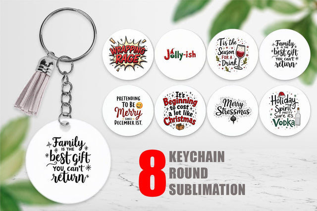Keychain Festively Fed Up Relatable Holiday Stress Quotes Sublimation artnoy 