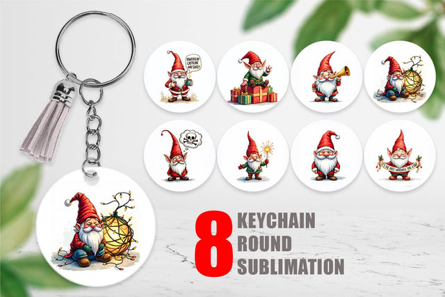 Keychain Festively Jaded: Cynical Gnome Sublimation artnoy 