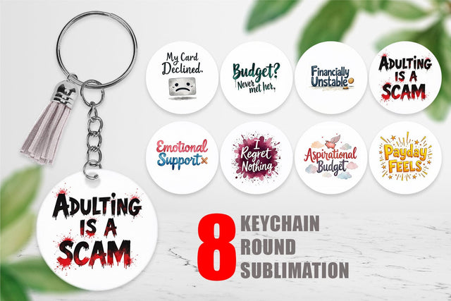Keychain Financially Questionable Humor Sublimation artnoy 