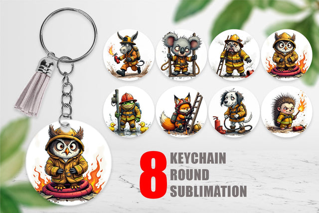 Keychain Firefighter Chaos Critters Sublimation artnoy 